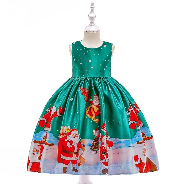 Рождественское платье для маленьких девочек с принтом снежинки; платье платья для девочек платье принцессы для девочек для маленьких девочек, Рождественская одежда, костюм для Хэллоуина плaтья нa вoзрaст 8T - Цвет: Green