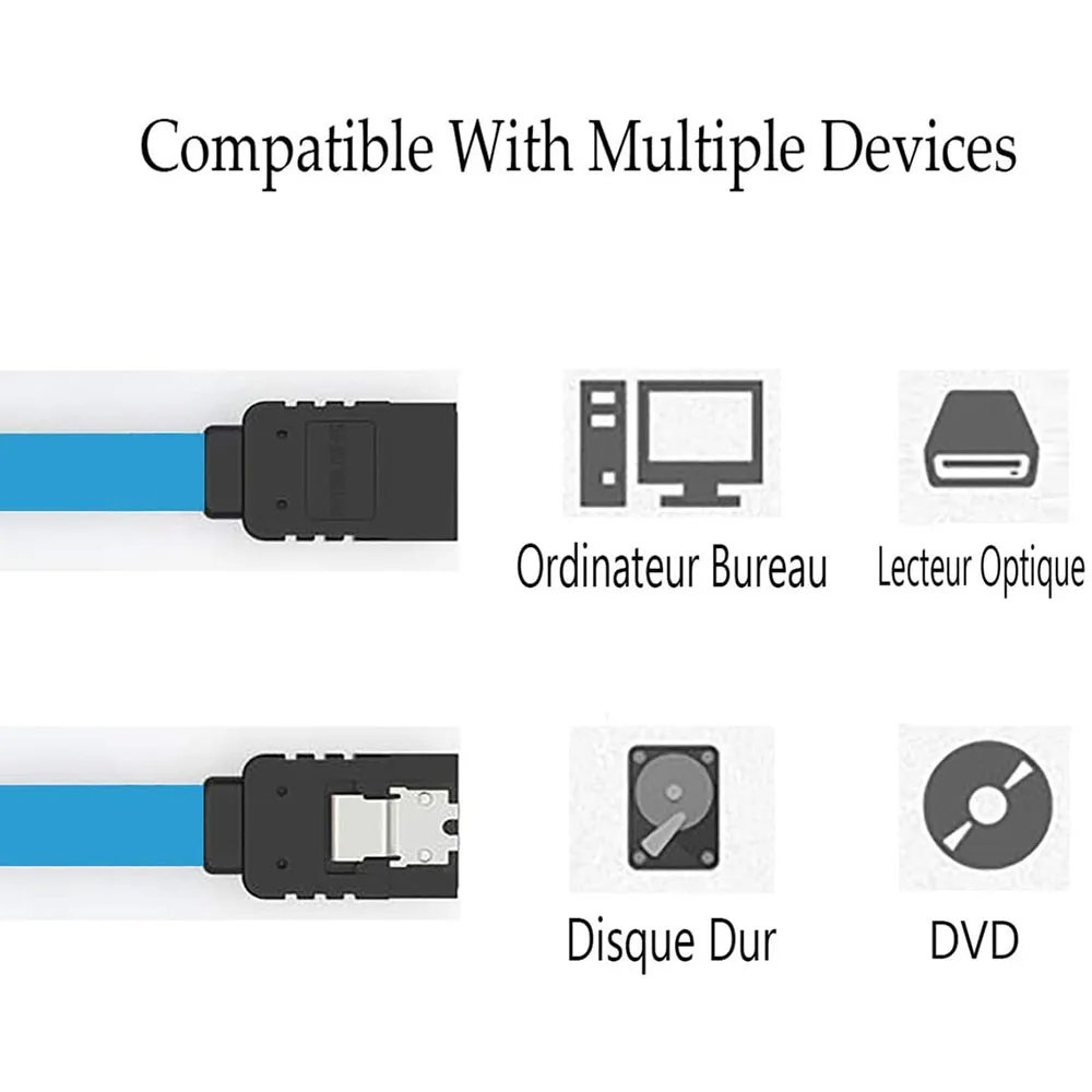 12 Pack 90 Degree Right-Angle / Straight SATA III HDD SDD Cable 6.0 Gbps With Locking Latch 16Inch For SATA HDD, SSD, CD Driver — view 3