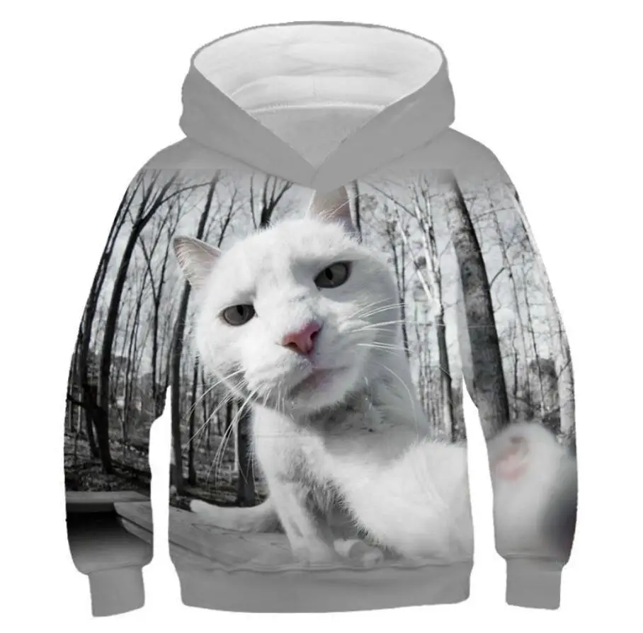 as picture Новая толстовка с капюшоном для детей милые 3D Мультяшные котята и повседневные забавные толстовки с капюшонами для мальчиков и девочек - Цвет: as picture