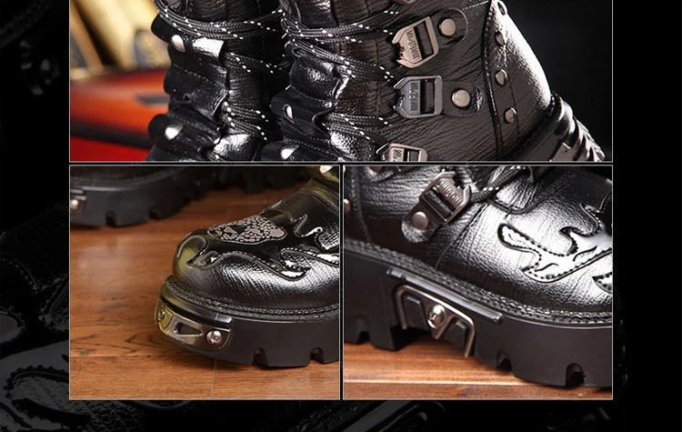 Готические мужские черные ботинки martin из натуральной кожи с круглым носком в стиле панк-рок; мотоботы в стиле милитари; красивые армейские ботинки; обувь в готическом стиле