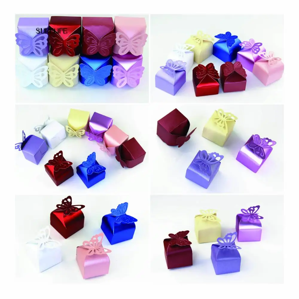 

100PCS Pink Butterfly LaserWedding Party Favor Box Butterfly Wedding Box Party Candy Box Cut Boxes Wedding Favors N306-1