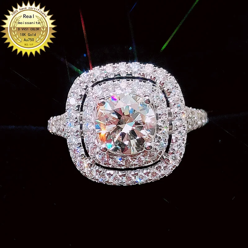 

18K goldr ring 2ct D VVS moissanite ring Engagement&Wedding Jewellery with certificate 0044