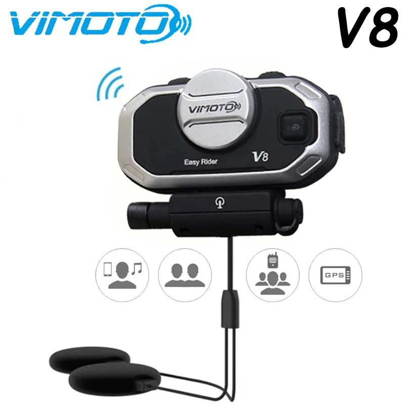 English Version Vimoto V8 Motorcycle Easy Rider Helmet Bluetooth-compatible Headset Stereo For Mobile Phone and GPS 2 Way Radio