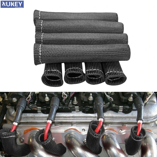 8X Spark Plug Wire Heat Shield Boot Loom Sleeve Protector 1500°F Glass  Fiber For