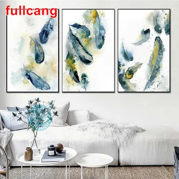 

Abstract feather 5D Diy Diamond Painting Cross Stitch Triptych Full Square Round Diamond Embroidery Sale home decor JX1172