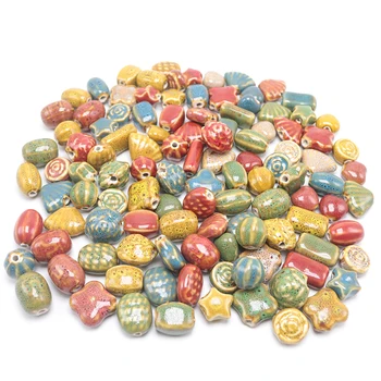 

80Pcs Multicolor Ceramic Beads For Bracelet Special-Shaped Big Hole Bead diy Hand Made Loose Spacer Beads For Jewelry Making
