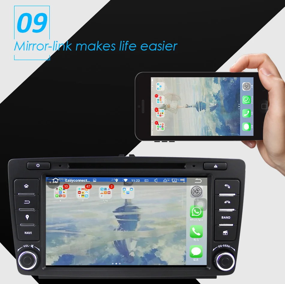 Sale Eunavi 2 din Android 9.0 Car DVD Player GPS Navigation For Skoda Octavia 2014 2015 A7 Radio Stereo Multimedia car pc 2G RAM 17