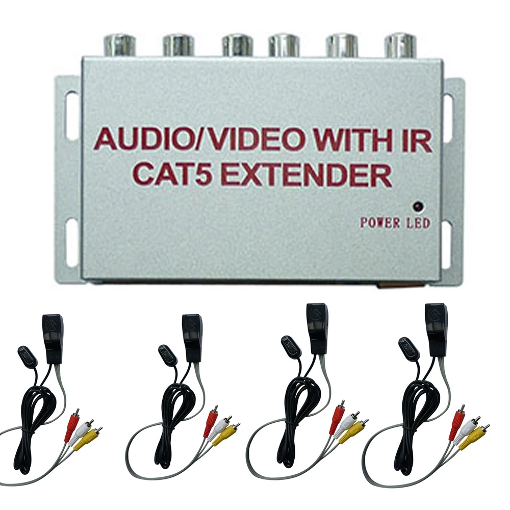 4 полосный композитный расширитель RCA AV 1X4 cat5e/6 до 60 м с ИК (1 передатчик
