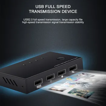 

For Keyboard Mouse 4 IN 4 Out USB Switcher Printer Computer Plug And Play 4 Ports USB KVM Switch Box USB Sharer Splitter Box