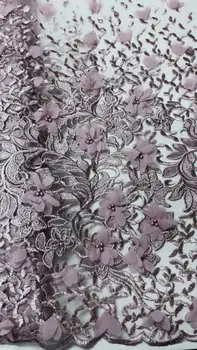 

Hot selling Newest French net lace with high quality beaded embroidered lace fabric for women JU213