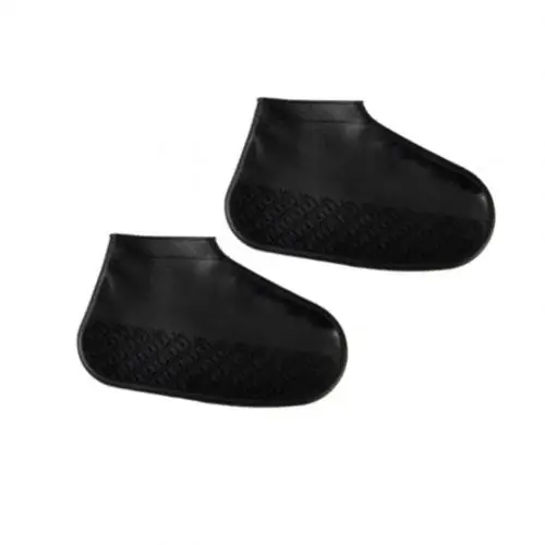 1 пара силиконовые водонепроницаемые бахилы прочные уличные непромокаемые походные противоскользящие бахилы для обуви дождевик аксессуары для дома - Цвет: Black S