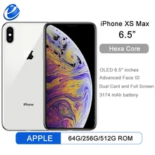 Téléphone portable iPhone XS Max débloqué, écran de 6.5 pouces, smartphone, mémoire RAM de 4 Go et ROM de 64 Go/256 Go, double SIM, écran totalement recouvrant