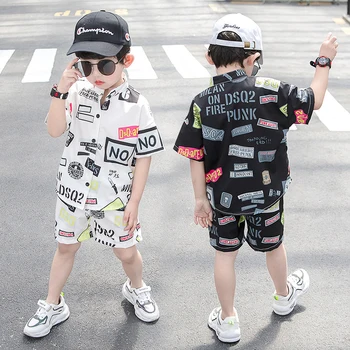 

Children's summer two-piece suit 2020 summer new boy short-sleeved shirt shorts suit middle and small children's shirt pants