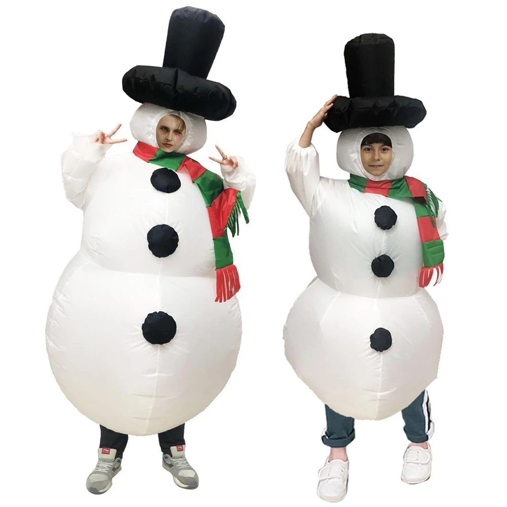 

Christmas gift White Parent-Kids Snowman costumes clothing Inflatable Costumes Cosplay party Costume for Adult Children