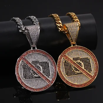 

Punk Design Fashion Cubic Zircon Iced Out Chain Gold Pendant Necklace Hip Hop Jewelry Face Necklaces for Man Women Gifts