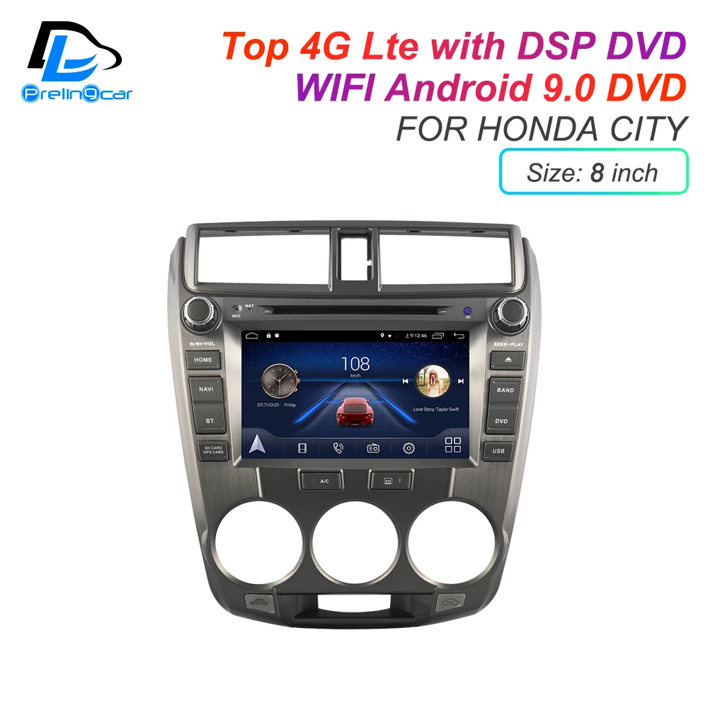 Android 9 0 DSP 4G Lte мультимедийный dvd-плеер для HONDA city 2008 2014 2015 года подголовник монитор