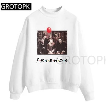 

Horror Friends Pennywise Michael Myers Jason Voorhees Halloween Women Hoodies Female Pink Hoodie Horror Movie Theme Sweatshirts