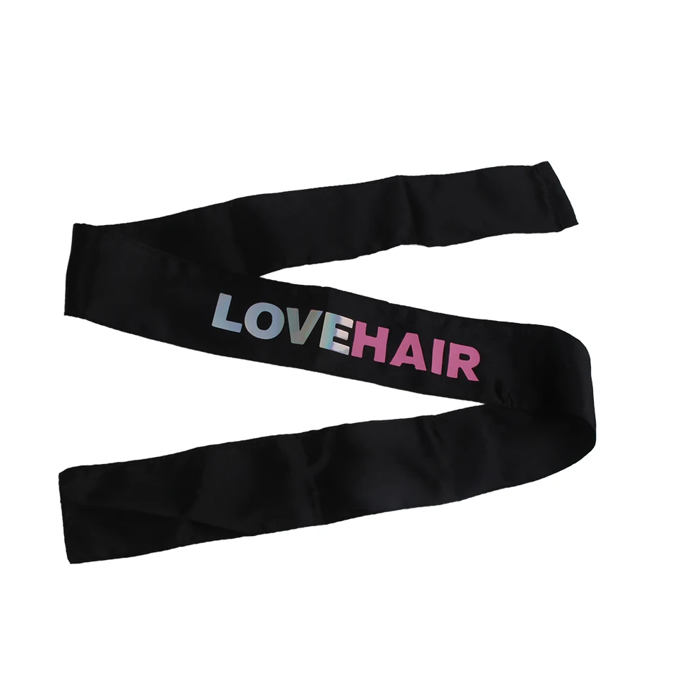 Лого по индивидуальному заказу, накладные человеческие волосы, атласная лента для волос с краями, индивидуальная печать, повязка на голову