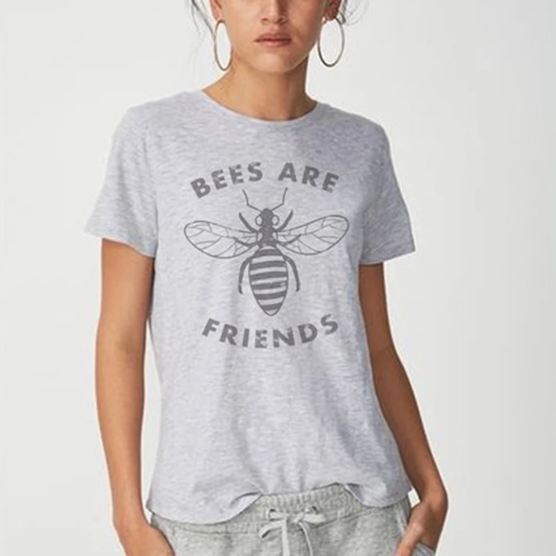 Bees Are Friends, футболка, уличная одежда, хипстер, женская футболка, для девочек, трендовая, защищающая от опыления, рубашки, хлопок, Tumblr, топы, Прямая поставка