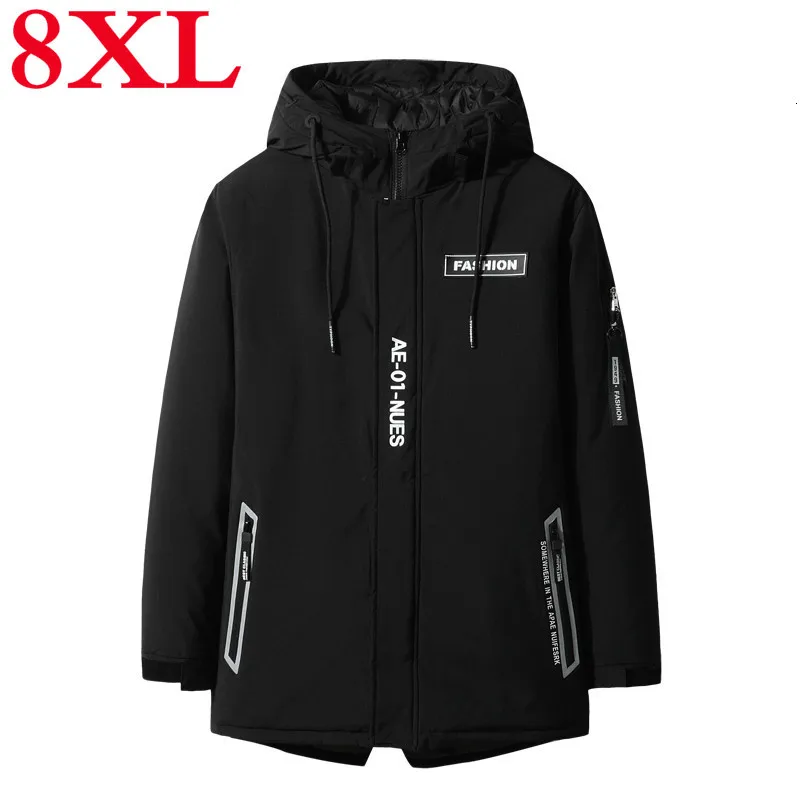 

Plus size 10XL 8XL 6XL 2019 Mens Winter Solid Parka Warm Jackets Simple Hem Practical Windproof Zipper Pocket High Quality Parka