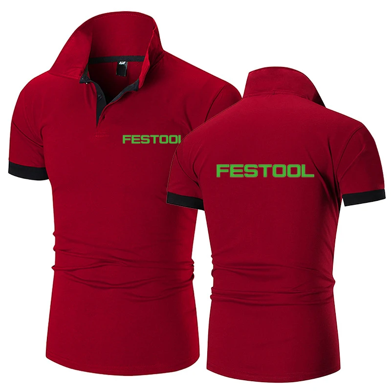 Mens Breathable Solid Color Polo Shirt Summer Tee