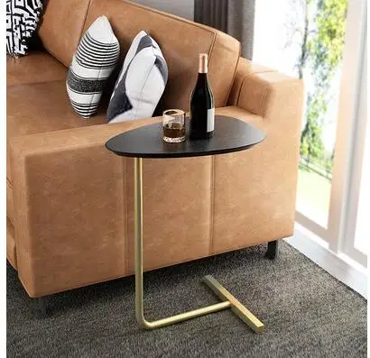 

Simple oval coffee table Mobile solid wood wrought iron sofa corner a few lazy bedside reading table