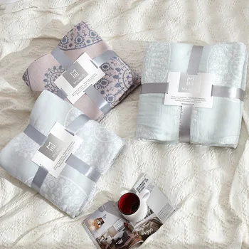 

New Japan Cotton Summer Quilt Blankets Bedspread for Double Bed 4 Layer Gauze Towel Comforter Bed Cover Adult Blankets Bedding