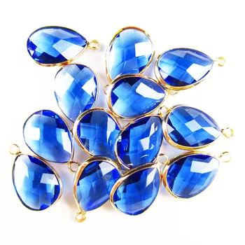 

10Pcs Beautiful Faceted Wrapped Blue Titanium Crystal Teardrop Pendant Bead 18x14x6mm 26BB