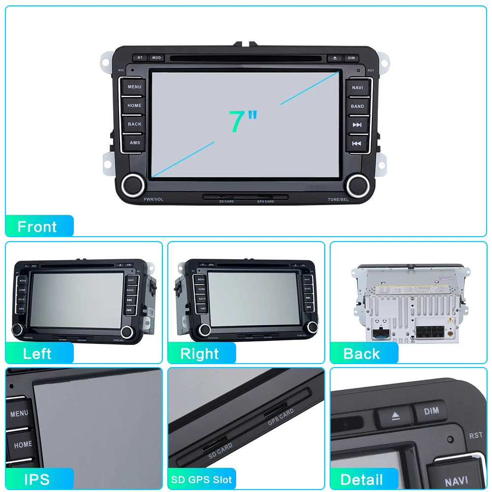 Flash Deal Android 9.0 2 din Car Radio 7" Display Car DVD Player with Built-in GPS  1080P Video for VW Golf Polo Passat Tiguan EOS 4G RAM 5