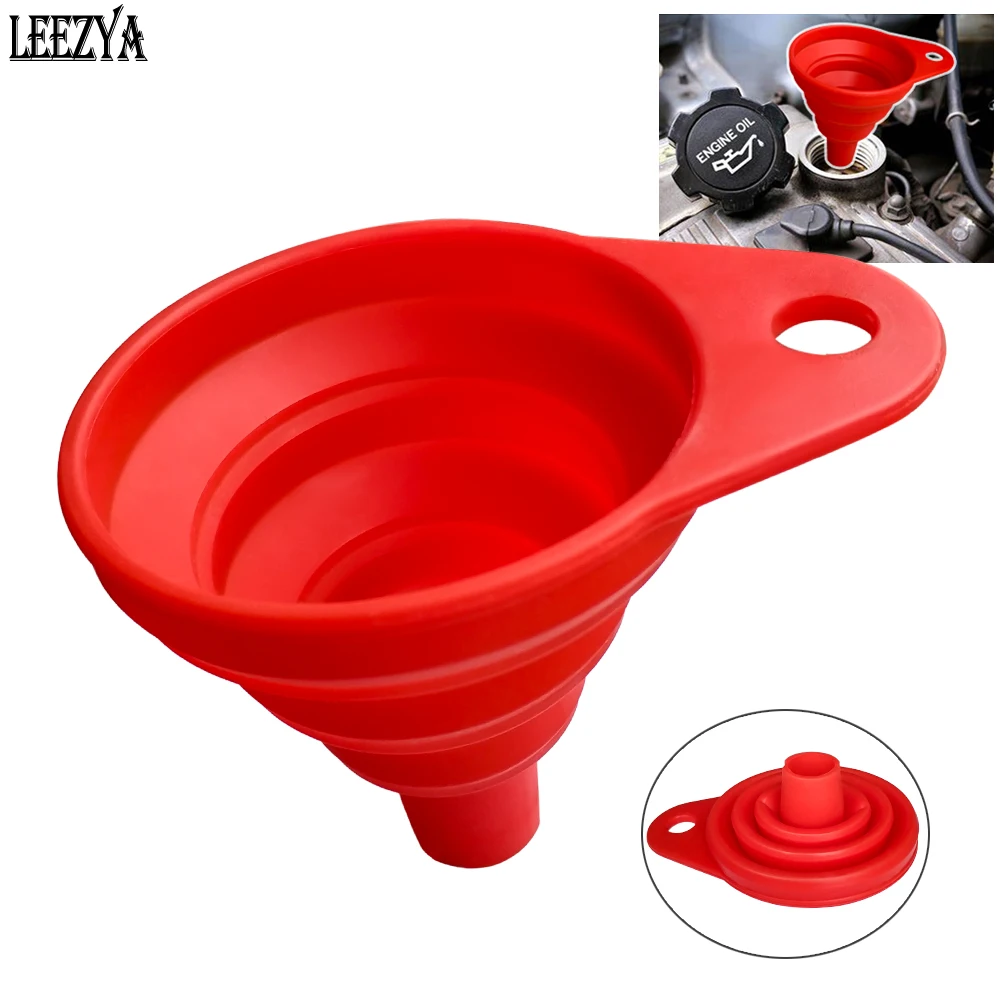 Collapsible Silicone Funnel Foldable Engine Oil Fuel Petrol Diesel Washer Fluid Change Fill Car Gasoline Transfer Auto Universal |