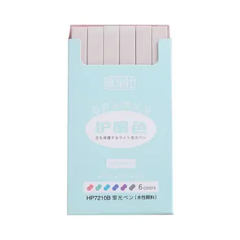 

6pcs Super Soft Highlighter Marker Pens Set Water Based Ink Morandi Pastel Color B95C