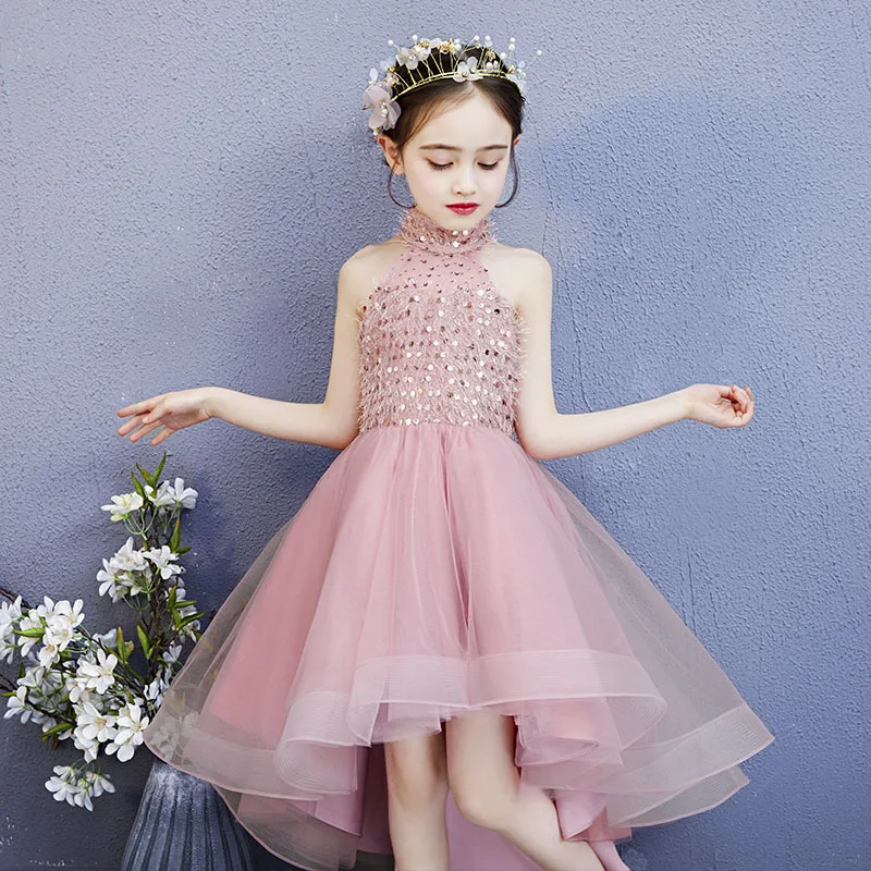 

New First Communion Dresses for Girls Sequined halter dress Infant Toddler Pageant Flower Girl Dresses for teens Weddings Party