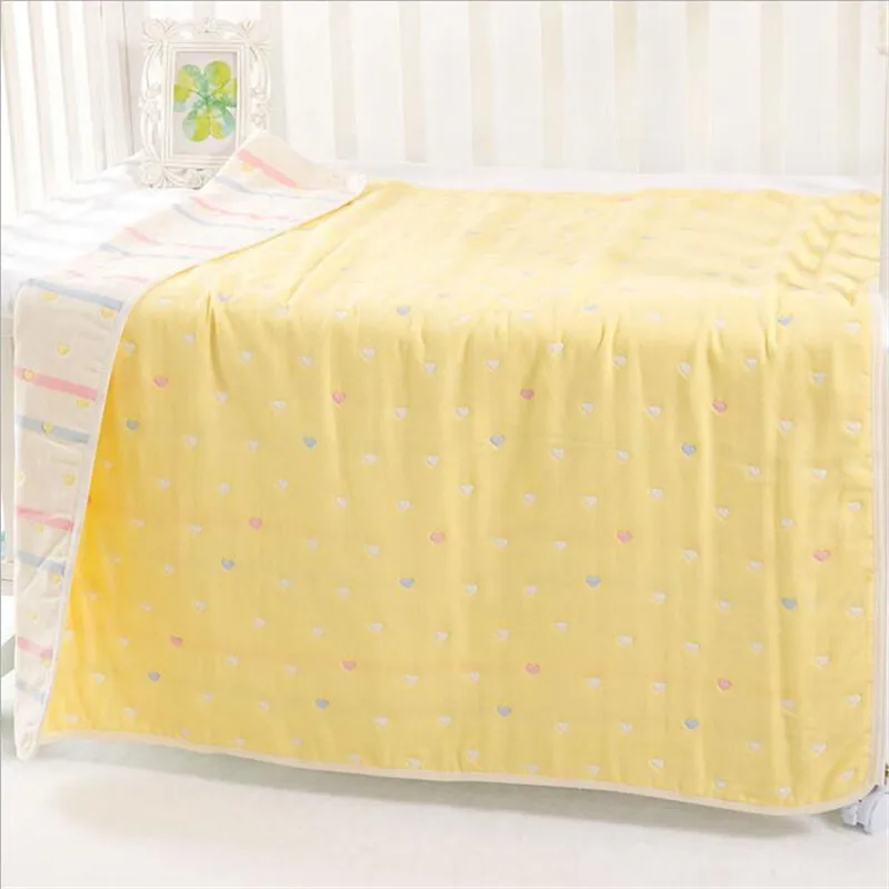 Muslin одеяла для детей с пышной 6-слойной юбкой из мягкого хлопка Стёганое одеяло для новорожденных, Полотенца детский банный Полотенца 110*110 см - Цвет: 110x110cm