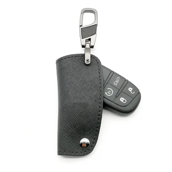 

Hot Sale Leather car key cover for Jeep Traitor 2014 2015 Grand Cherokee Chrysler 300C for Fiat 2/3/4/5 buttons protect shell