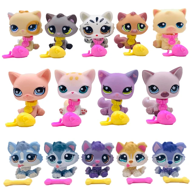 LPS CAT rare Littlest pet shop cute toys standing short hair cat original  kitten husky puppy dog fox animal old bobble head toys