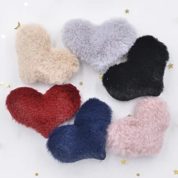 

Wholesale 60Pcs Plush Rabbit Hair Embellishment Heart Applique for Clothing Craft Sewing Supplies DIY Hair Clips Accessories S76