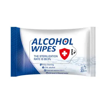 

10PCS Disinfection Wipes Sterilize 75% Alcohol Wipes Non-woven Portable Wipes
