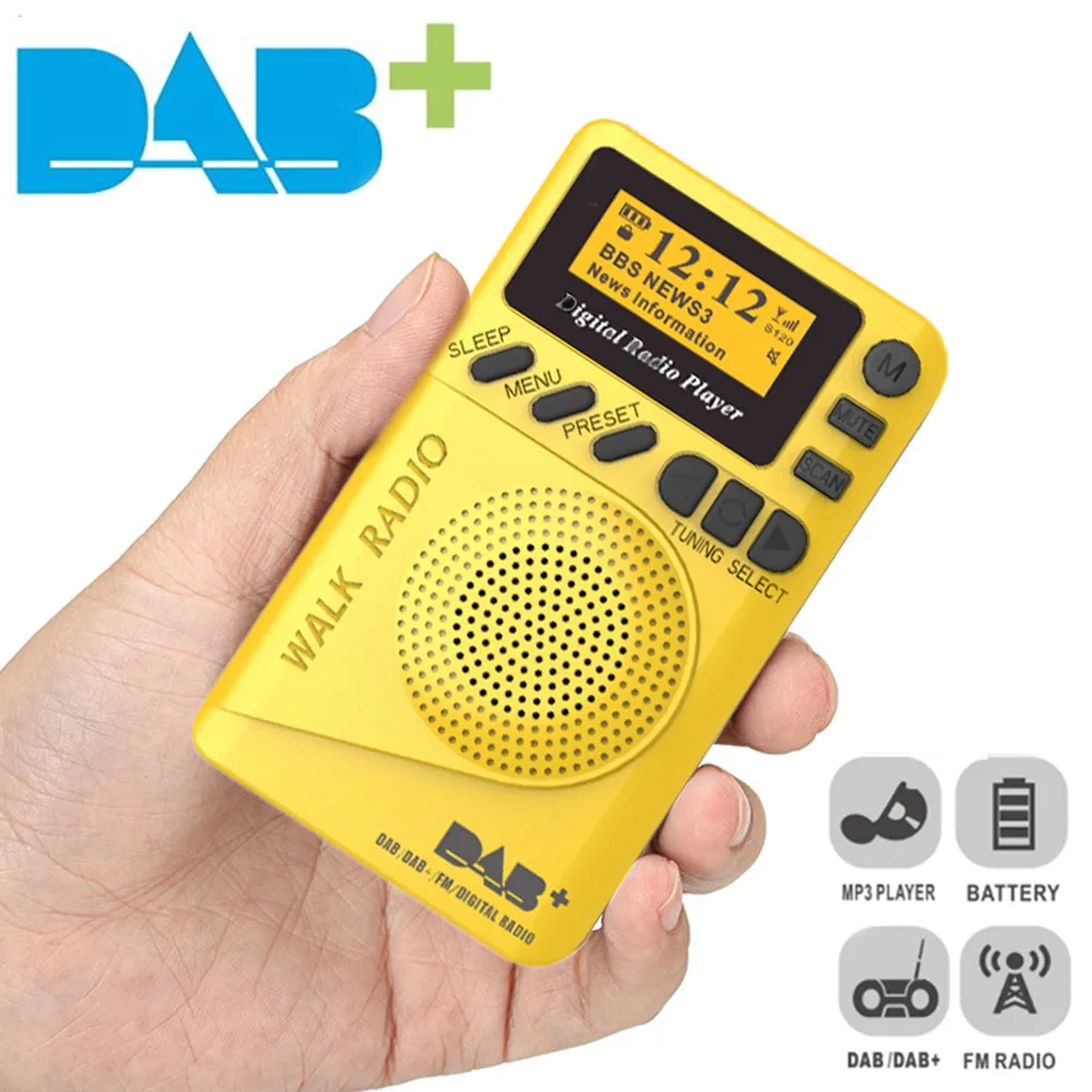 

JINSERTA Portable DAB/DAB+ Radio Receiver Stereo MP3 Music Player with 1.44" Screen 20 Preset Channel Support TF Card Play