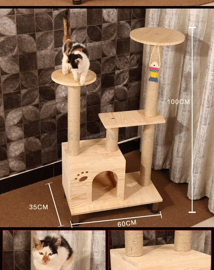Сизаль кошка ползает из цельного дерева кошка захватывает колонну дерево дом кошка игрушка кошка захватывает платформа кошка гнездо полка для кошки кошка мебель четыре сезона