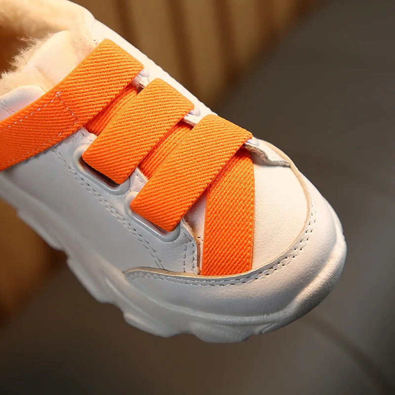 

2019 Thick Children plus Velvet Winter New Style Cotton-padded Shoes Velcro Athletic Shoes White Shoes BOY'S Shoes Wedge Heels