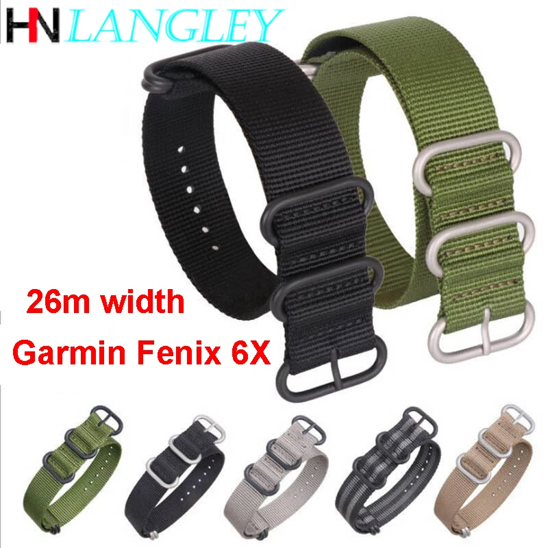 Ремешок для наручных часов 26 мм нейлоновый холщовый браслет Garmin Fenix3/3HR/5X/6X Plus