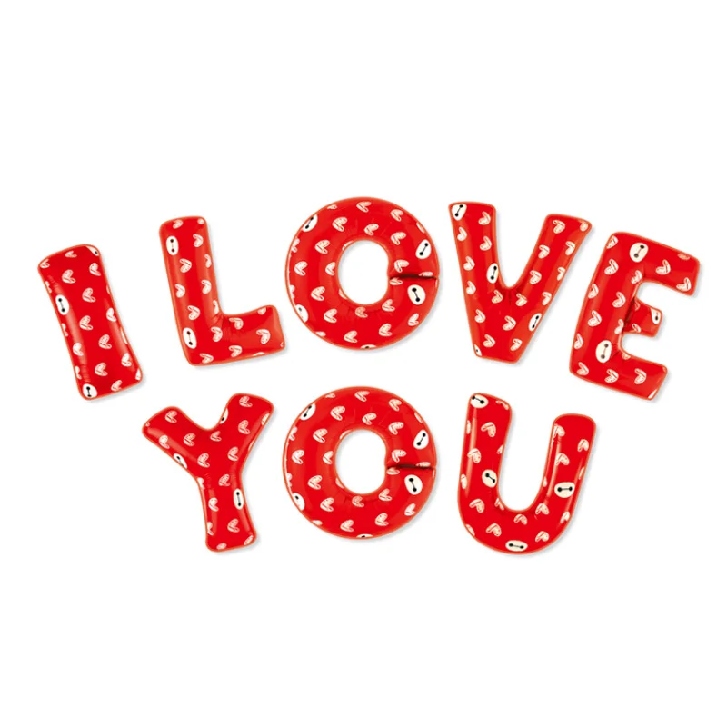 Воздушный шар из фольги с надписью I LOVE YOU на свадьбу юбилей гелий вечерние