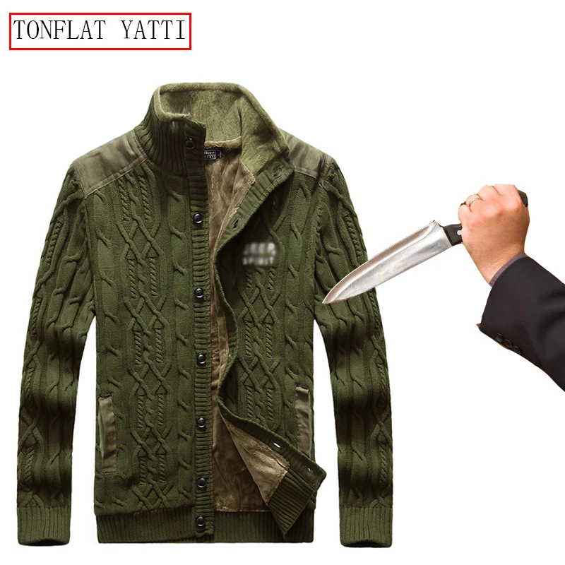 

self-defense Men knit anti-cutting stab-resistant sweater plus velvet invisible flexible safety clothing police fbi swat jacket