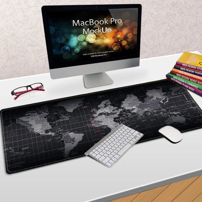 World Map Gaming Mouse Pad Desktop Extra Large Anti-slip Mousepad Edge-locked