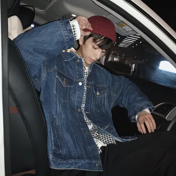 

Autumn net red front and rear button jacket denim jacket coat Hong Kong style casual jacket