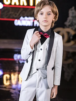

YuanLu Blazer Boys Suits Formal Costume Toddler Clothes British Style For Party Wedding Prince Kids Suits Elegant White