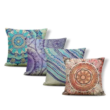 

Custom Fun Pillowcase Geometric Feather Line Square Decoration Cushion Cover Home Sofa 45 * 45Cm Polyester Linen Throw Pillow
