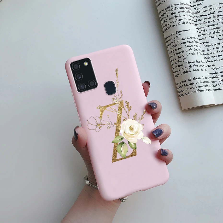 Cute Letter Silicone Soft Phone Case Cover for Samsung Galaxy A21s, 6.5'' Coque s