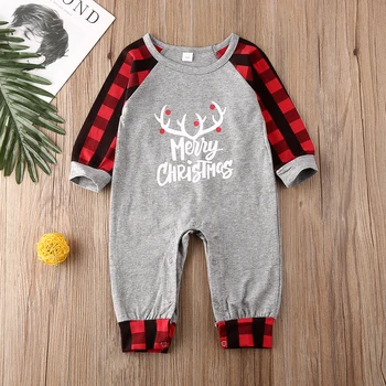 

Pudcoco Newborn Baby Boy Girl Clothes Christmas Print Plaids Long Sleeve Romper Jumpsuit One-Piece Outfit Cotton Clothes