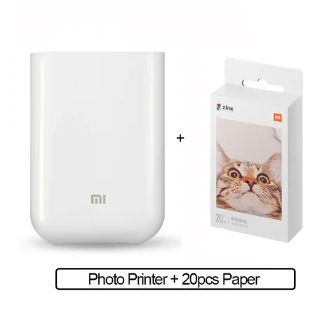 Xiaomi mijia AR принтер 300 точек/дюйм портативный фото мини карман с поделкой DIY 500 мАч принтер с картинками Карманный принтер работа с mijia - Цвет: printer add 20 paper